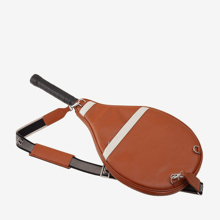 DUDU Custodia Racchetta Tennis in Vera Pelle, Cover Edizione Limitata, Fodero Imbottito con Cerniera, Tasca Laterale e Tracolla