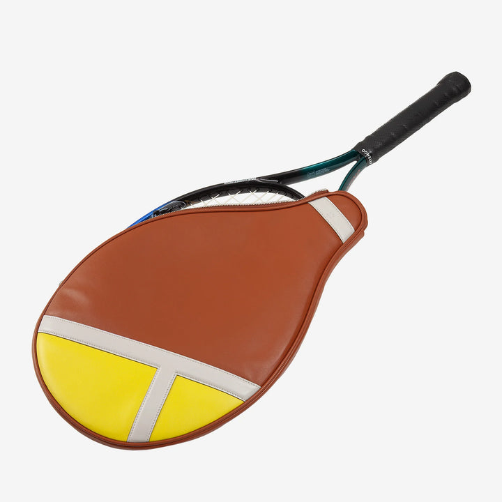 DUDU Custodia Racchetta Tennis in Vera Pelle, Cover Edizione Limitata, Fodero Imbottito con Cerniera, Tasca Laterale e Tracolla