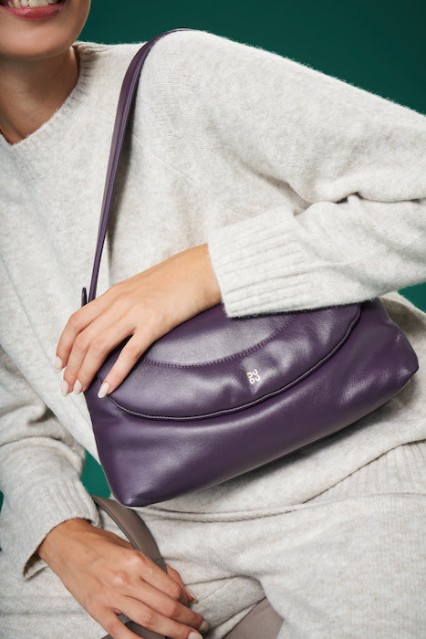 DUDU Petit Sac Femme en Cuir Souple, Sac à Bandoulière Rembourré, Sac à Main Matelassé avec Bandoulière Amovible et Rabat