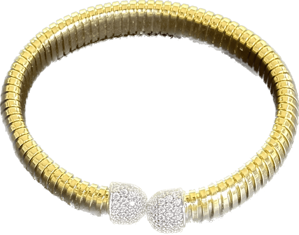 Federica Rossi bracciale in bronzo in maglia tubogas e zirconi alle estremità laminato oro 18kt FR.BR.12 - Capodagli 1937