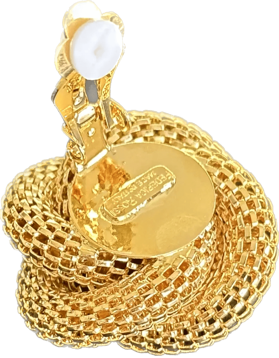 Federica Rossi braided mesh earrings without hole worked in 18kt gold laminated bronze FR.OR.11 - Capodagli 1937