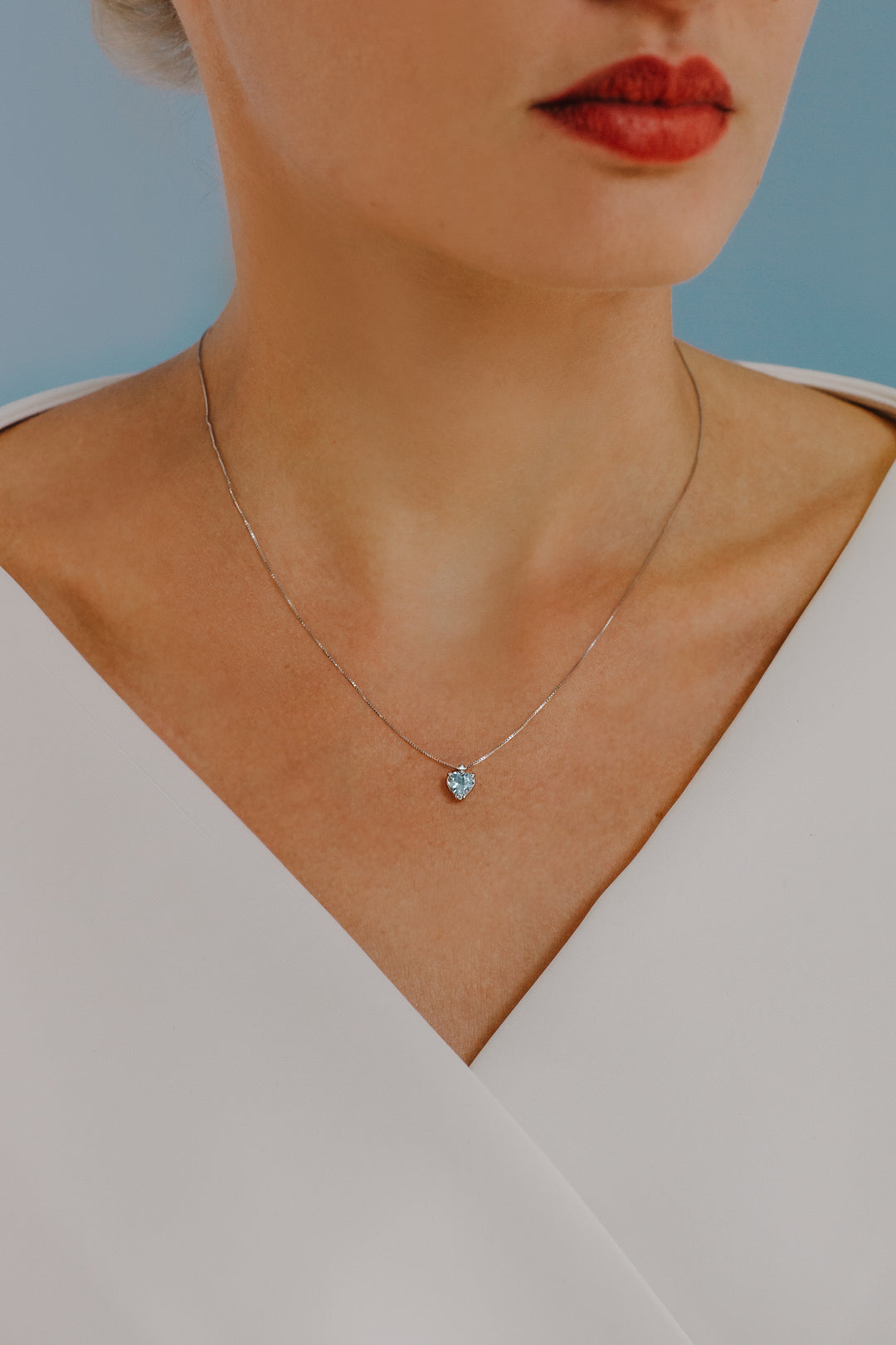 Collier coeur Comete or diamant et aigue-marine GLQ272