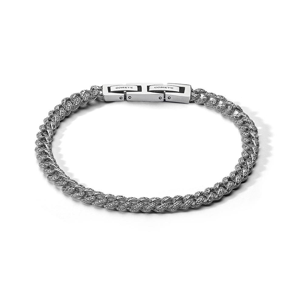 Comete Bracciale in Argento 925‰ rodiato, acciaio, zirconi bianchi UBR1292M20