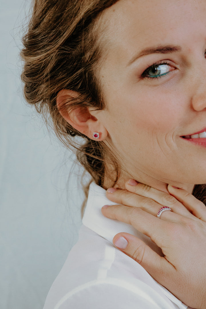 Comete Onda Ring in white gold Diamonds and Rubies ANB2496