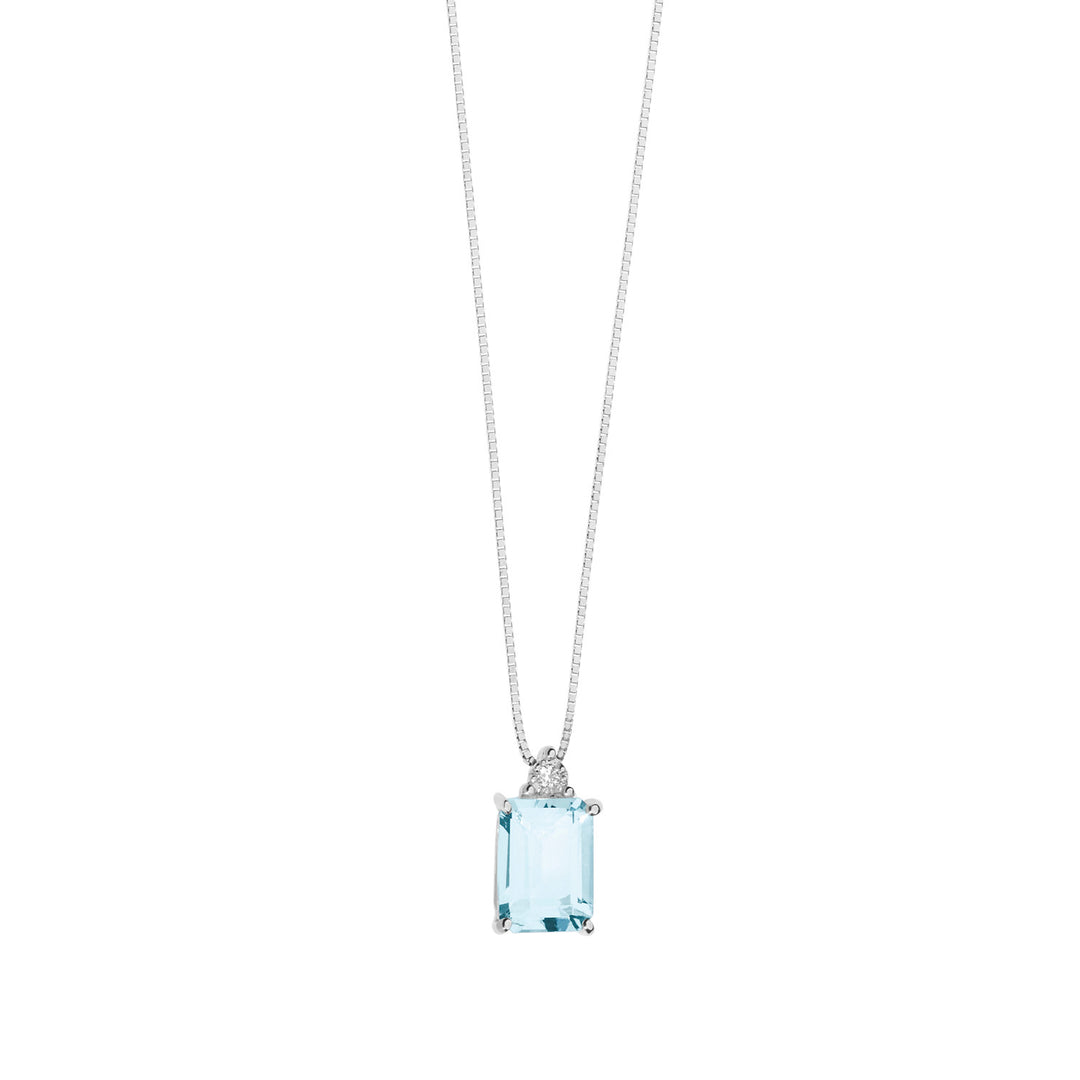 Comete Necklace in Gold, Diamonds and Octagonal Aquamarine GLQ278