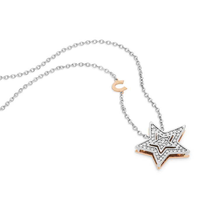 Comete Necklace in white and rose gold with GLB1446 diamonds