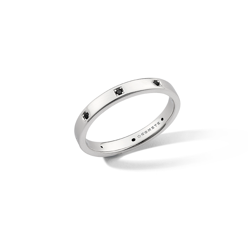 Anillo Comete de plata 925 ‰ rodiada, circonitas negras UAN132M24