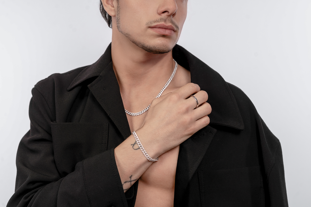 Comete Bracciale in Argento 925‰ rodiato, acciaio, zirconi bianchi UBR1292M20