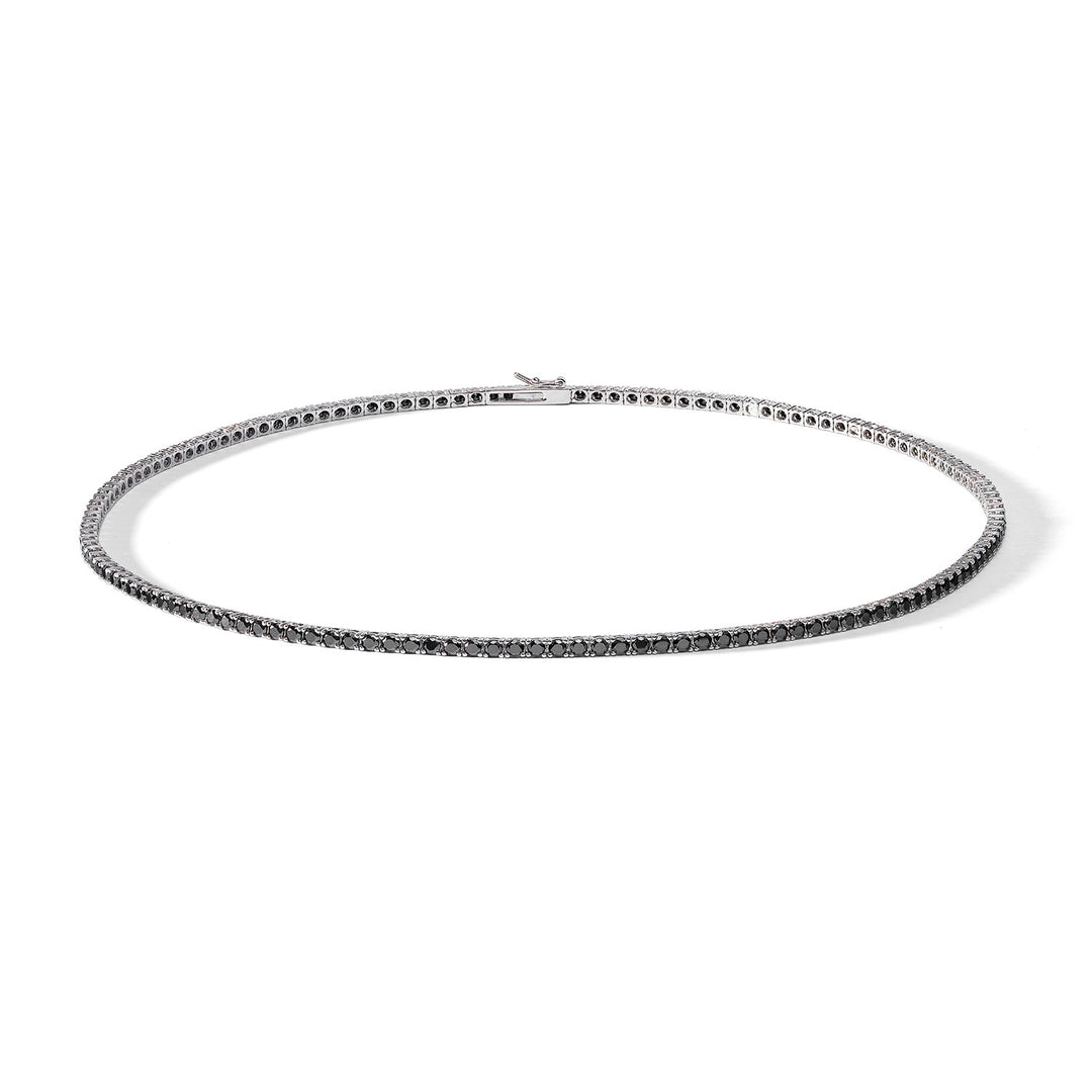 Comete Tennis Necklace in Silver with black zircons UGL738NM50