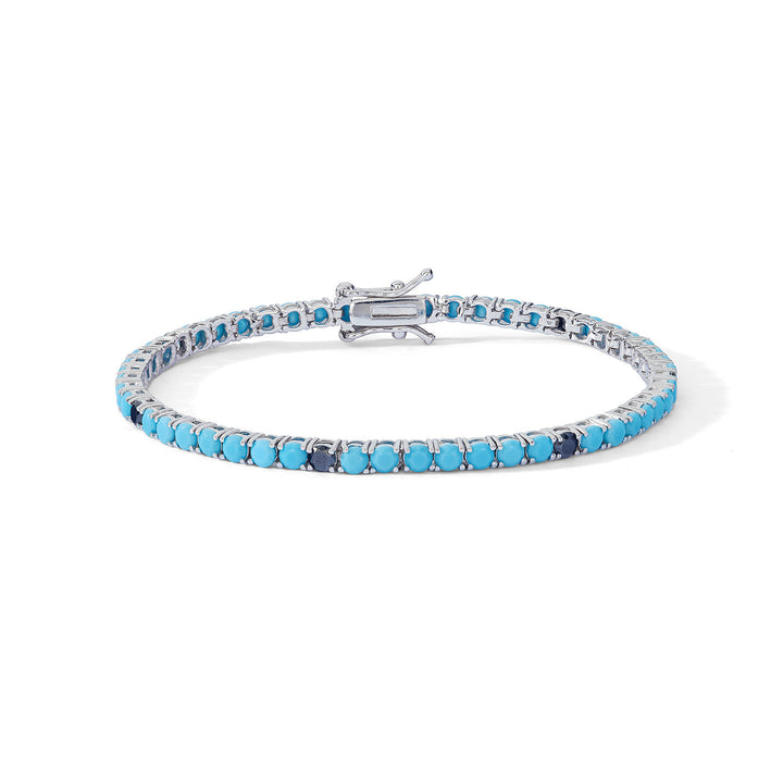 Bracelet Comete en Argent avec Zircons turquoise et noirs UBR1251M19