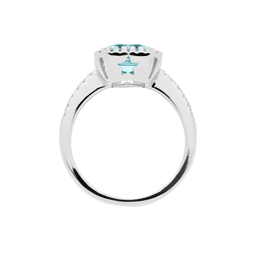 Comete Anello in Oro Diamanti e Acquamarina ottagonale ANQ339