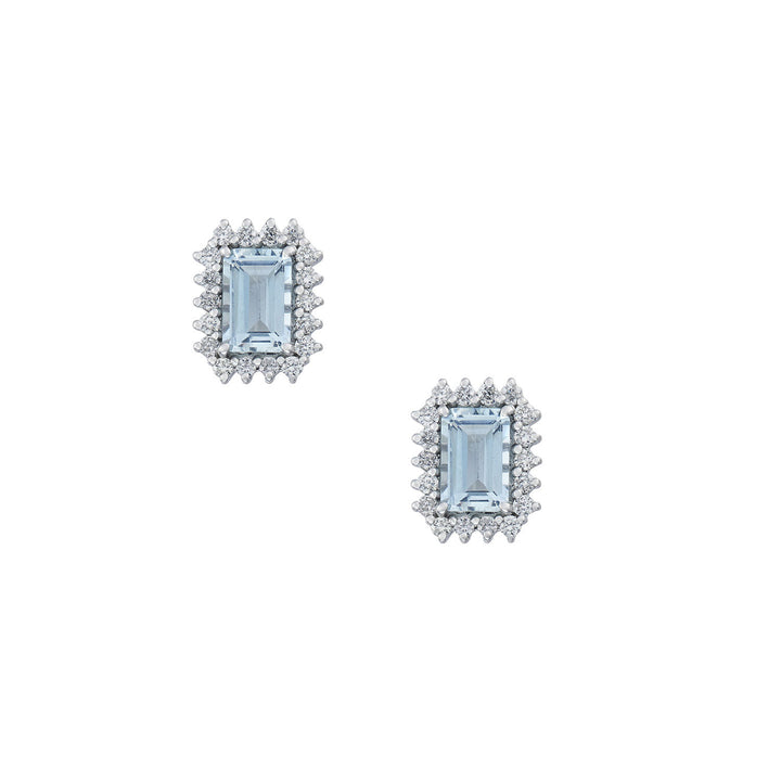 Pendientes Comete de oro blanco 750 ‰ con diamantes octogonales de aguamarina ORQ272