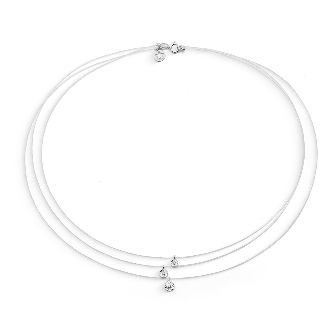 Collar Comete en oro blanco 375 ‰ con colgantes en forma de gota y diamantes blancos KGLB1431