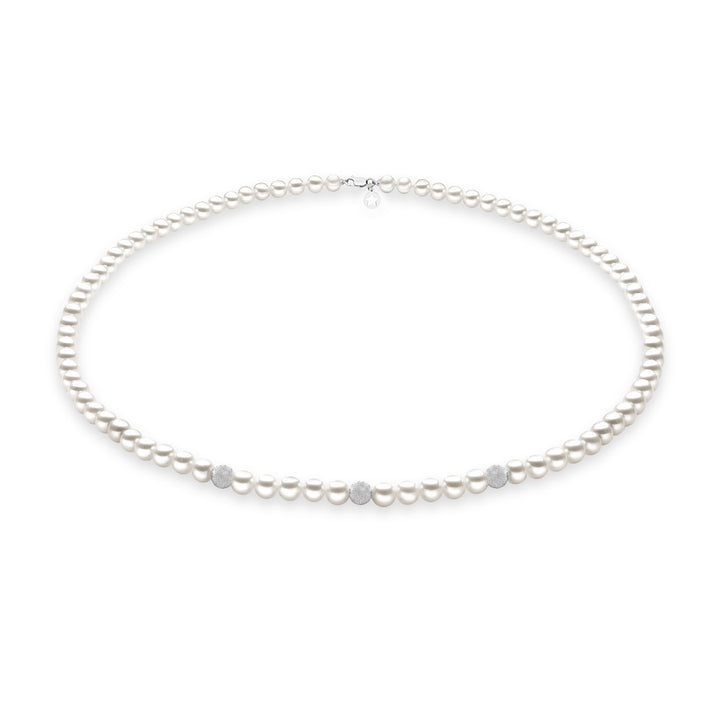 Comete Freshwater Pearl Necklace in Gold and Diamond Spheres FWQ191B