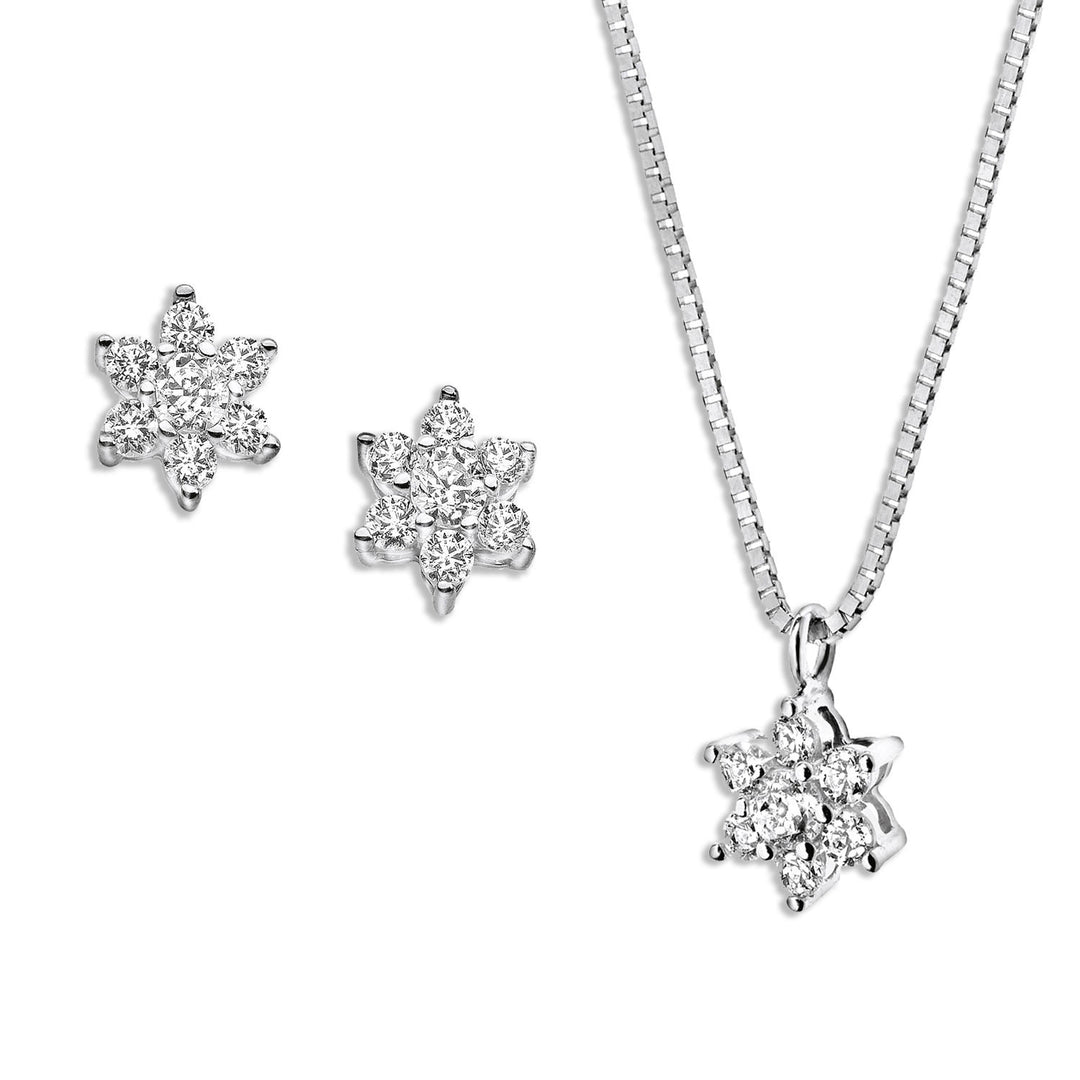 Comete Collana e Orecchini fiore in Oro rose di Diamanti KIT775604