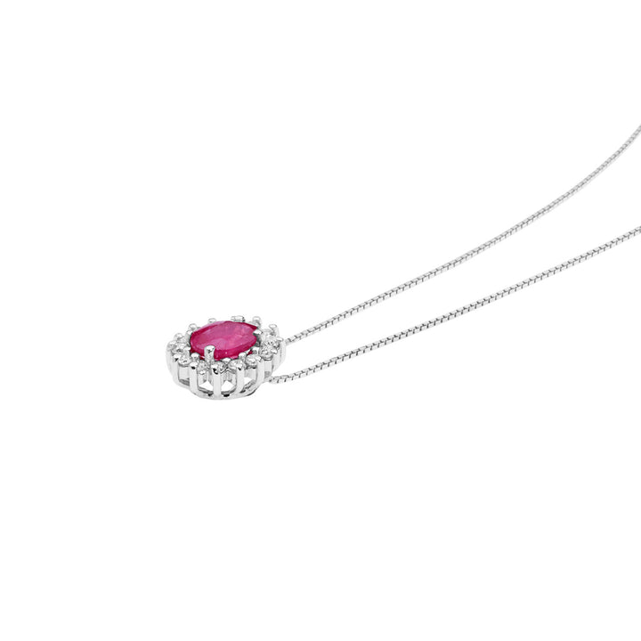 Comete Necklace in Gold, Diamonds and Oval Ruby GLB1568
