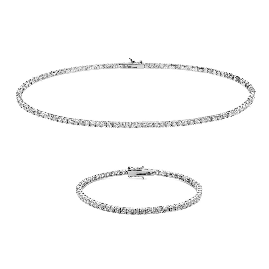 Collier et Bracelet Tennis Comete en Argent avec zircons blancs KIT738BM45987M19