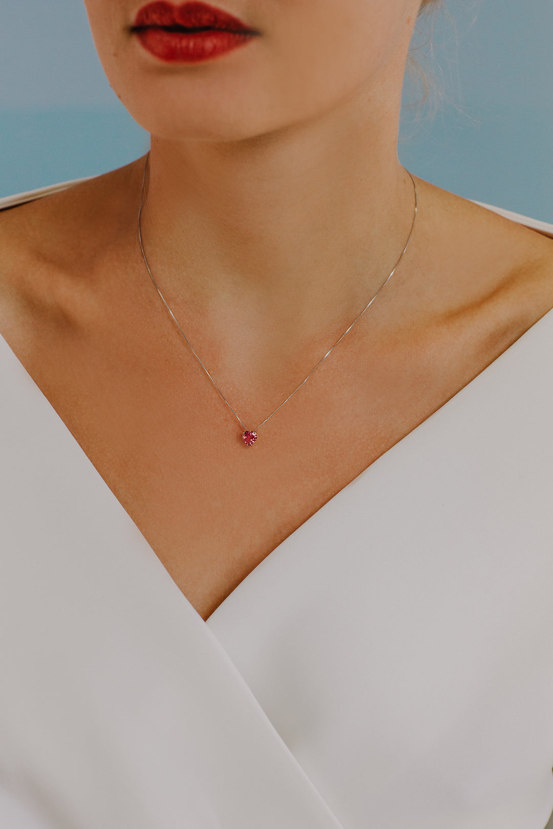 Collier Comete en or rose et coeur topaze rose GLB1548