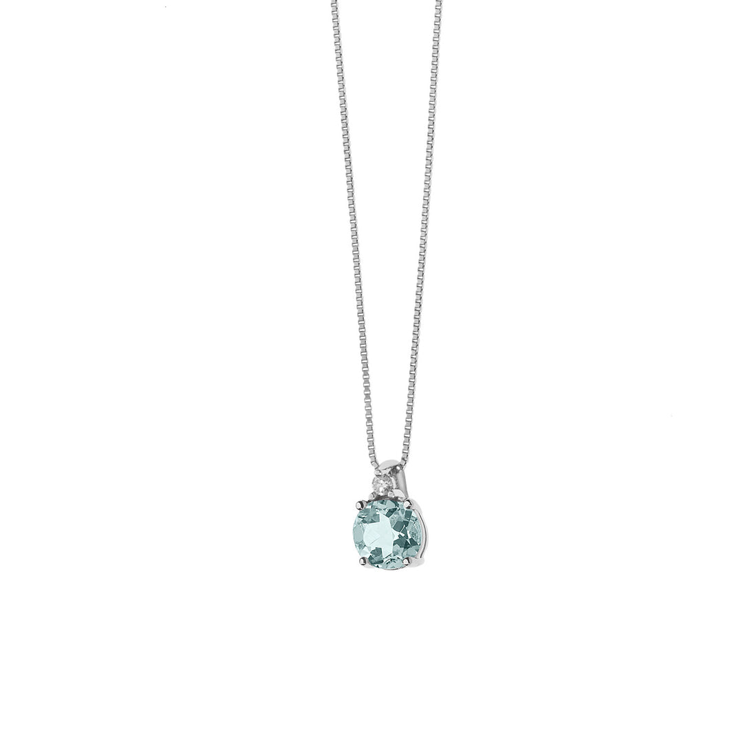 Comete Round Necklace in Gold, Diamonds and Aquamarine GLQ264