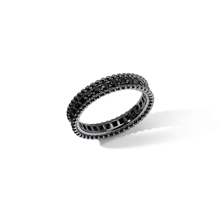 Comete Ring in 925‰ ruthenium silver with black zircons UAN133M22