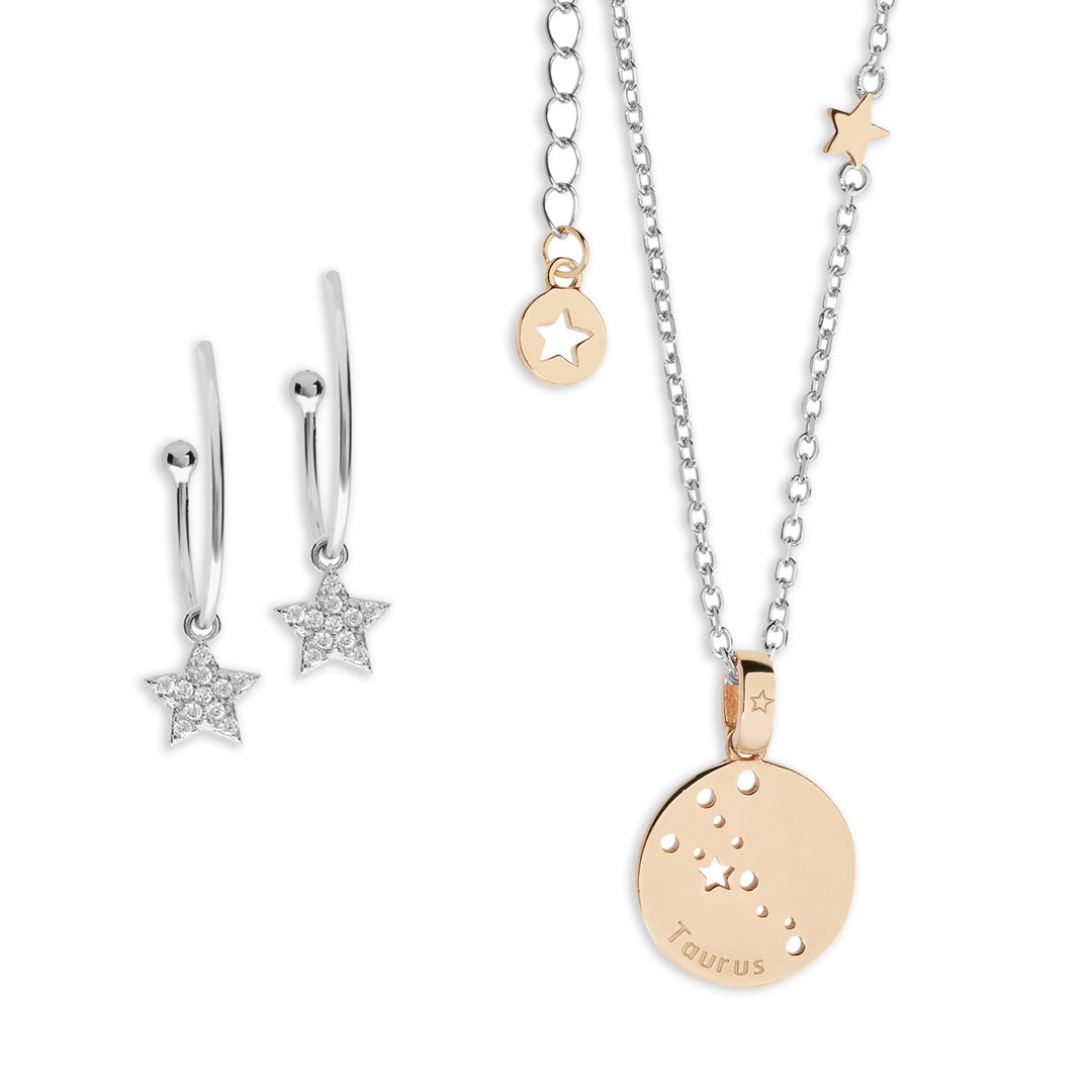 Pendientes y Collar Cometas Constelación Tauro KIT212174