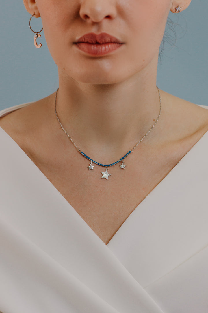 Collier ras du cou Comete Tennis en Silver Star GLA257