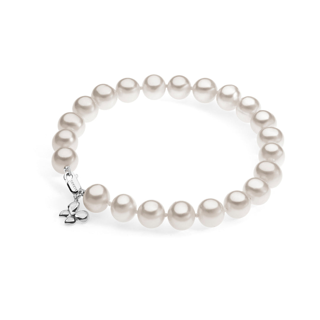 Comete White gold bracelet with pearls and butterfly BRQ239