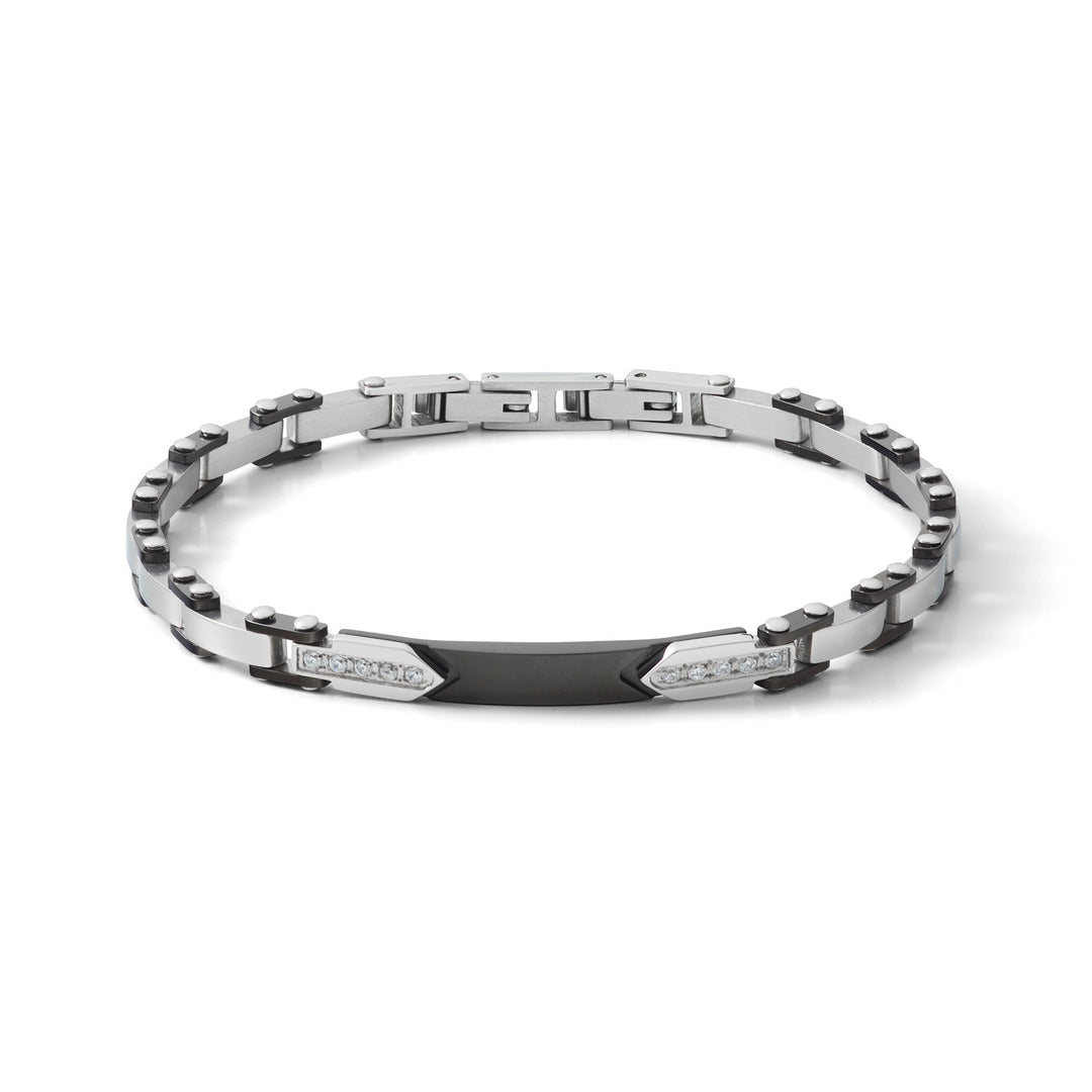 Pulsera Comete en acero PVD negro y circonitas blancas UBR1061