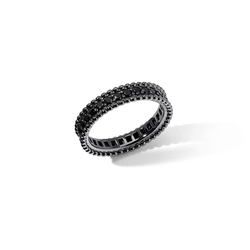 Comete Ring in 925‰ ruthenium silver with black zircons UAN133M20