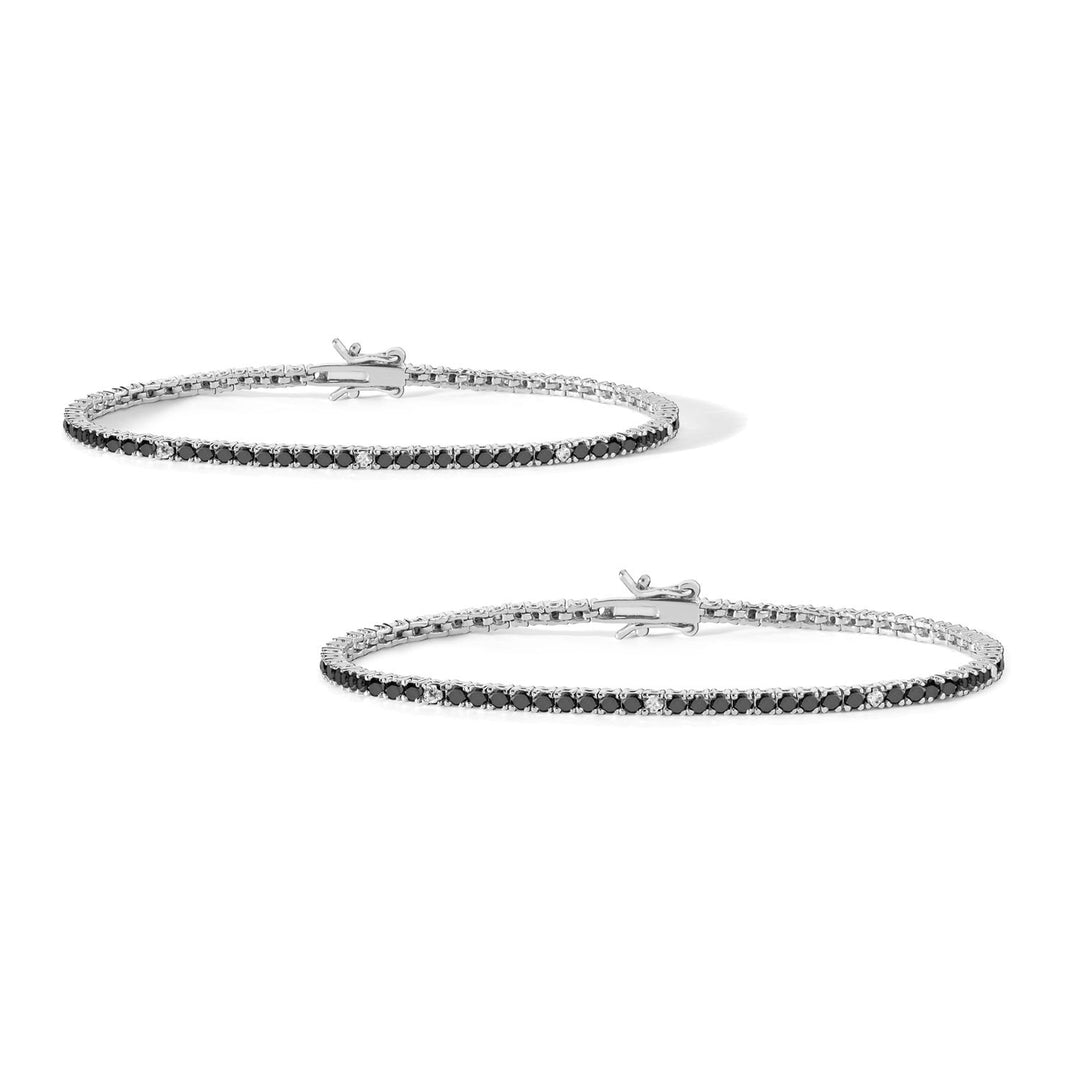Comete Tennis Hombre y Mujer en Plata 925‰ y circonitas blancas y negras KIT176M17900M19