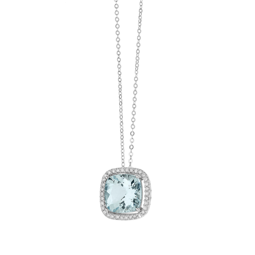 Comete Necklace in Gold, Diamonds and Aquamarine, antique cut GLQ266