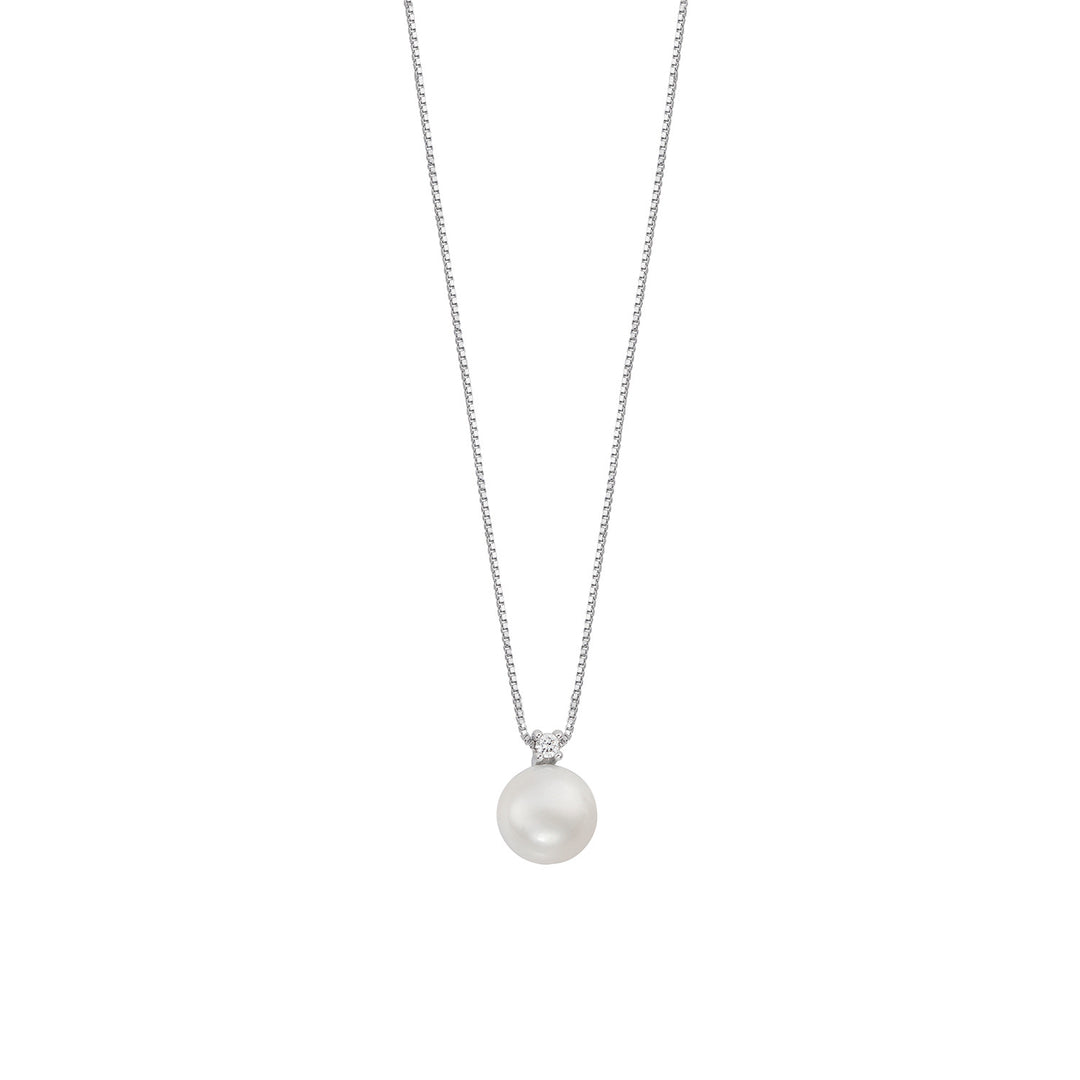 Comete Necklace with Pearl in Gold and Diamond with Spring Chain GLP629