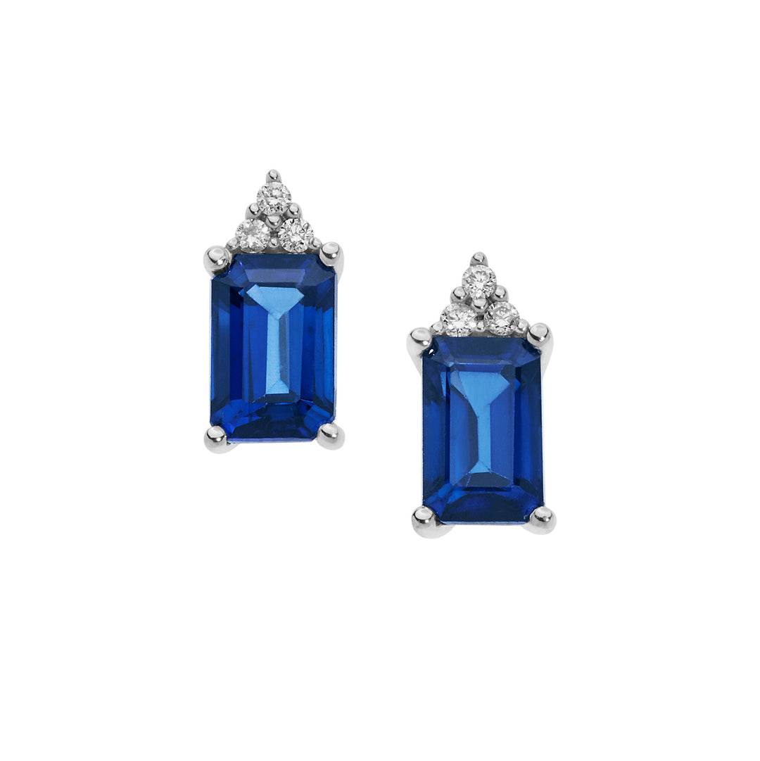 Comete Earrings in Gold, Diamonds and Blue Sapphires, Octagonal ORB911