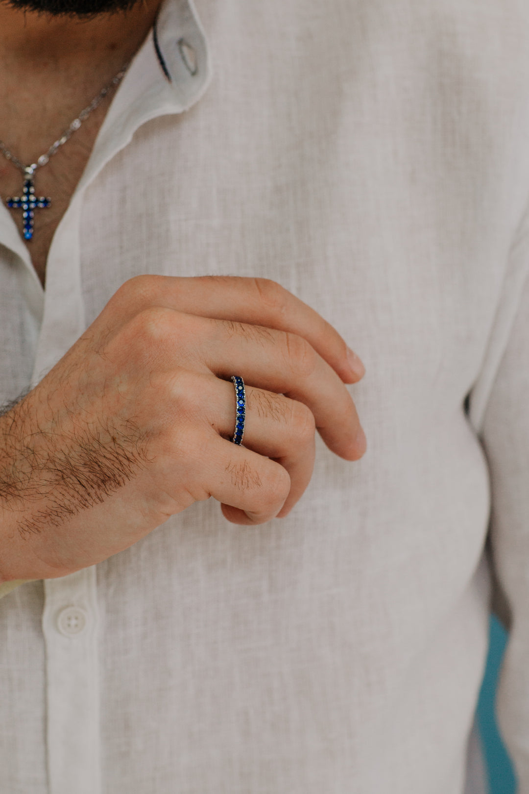 Bague Comete en Argent et zircons bleus UAN124M