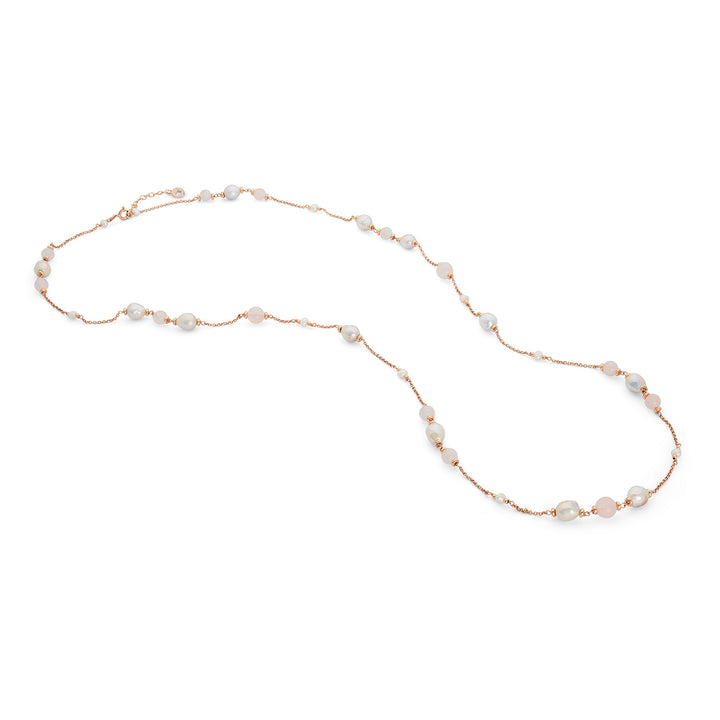 Collier Comete en Argent 925‰ avec Perles Acquadolce et Quartz Rose GLA280