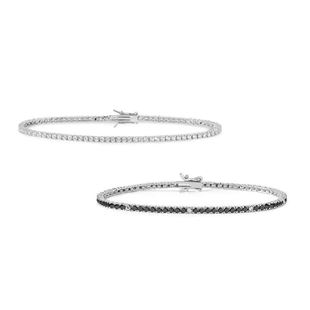 Comete Tennis in Silver and white and black crystals KIT994M18176M16
