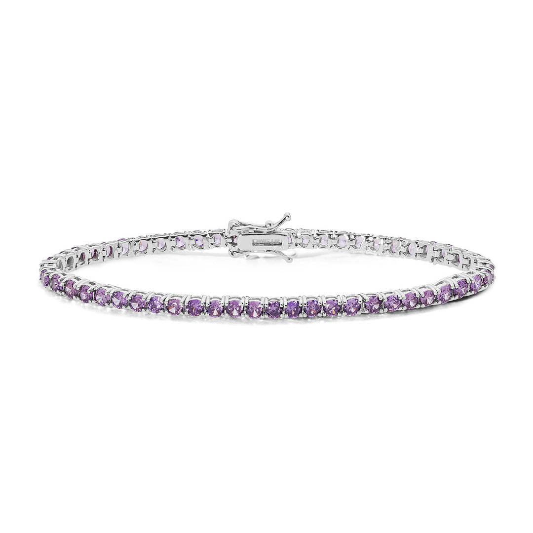 Comètes Tennis en zircons Argent et Améthyste Violet BRA238M17