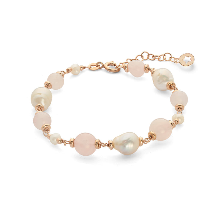 Bracelet Comete en Argent 925‰ avec Perles Acquadolce et Quartz Rose BRA278