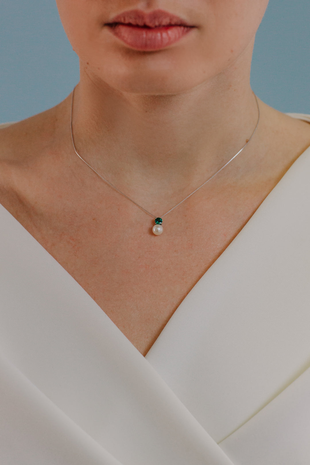 Collier Comete en Or avec Perles et Émeraude Ronde GLP615