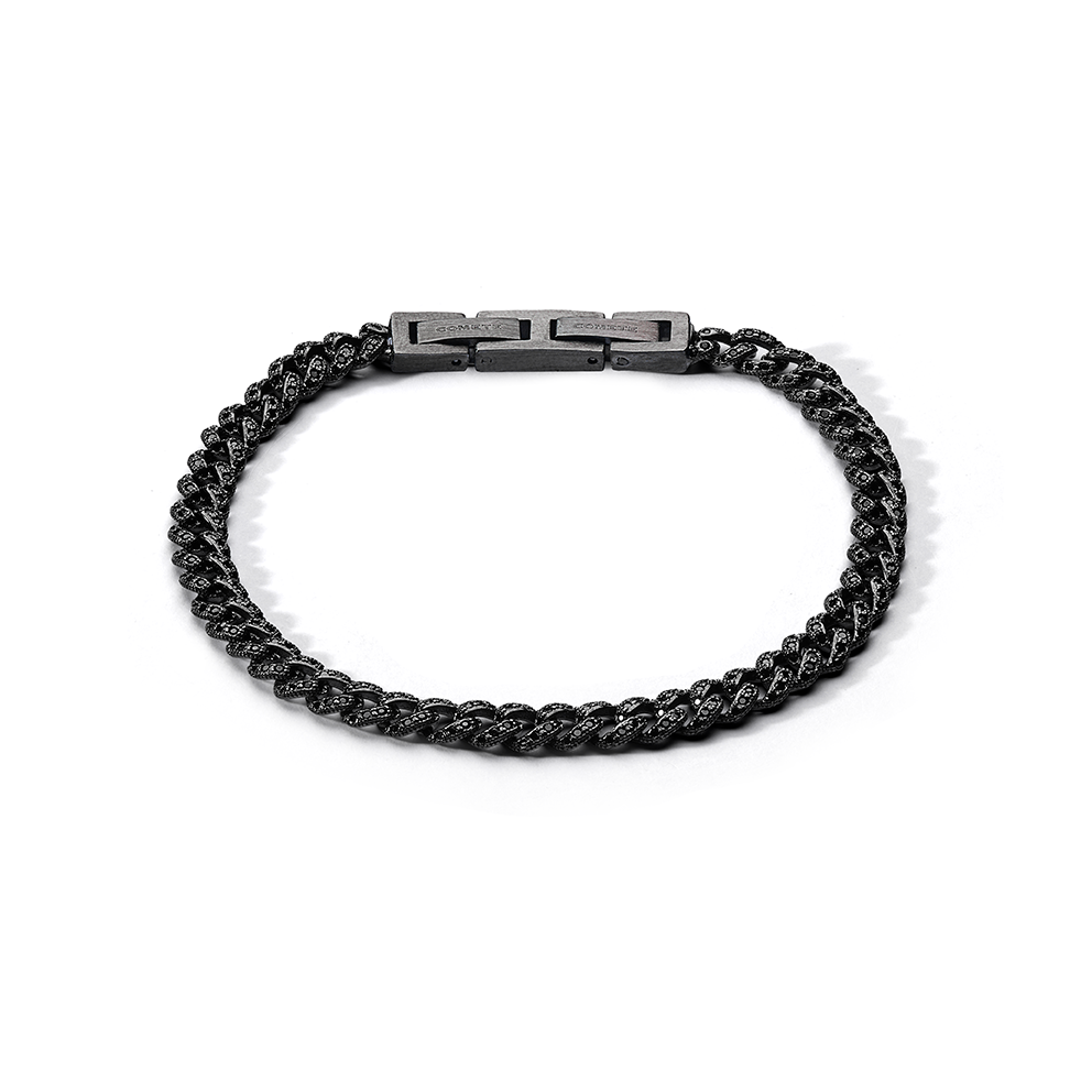 Pulsera Comete de plata rutenio 925 ‰, acero PVD negro, circonitas negras UBR1291M17
