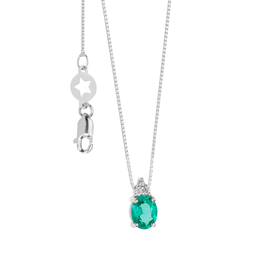 Comete Gold Necklace with Diamonds and Oval Emerald GLB1572S3