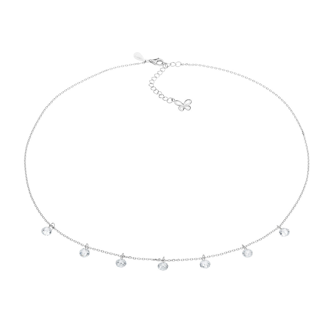 Comete Necklace in Silver and white briolette crystals GLA168