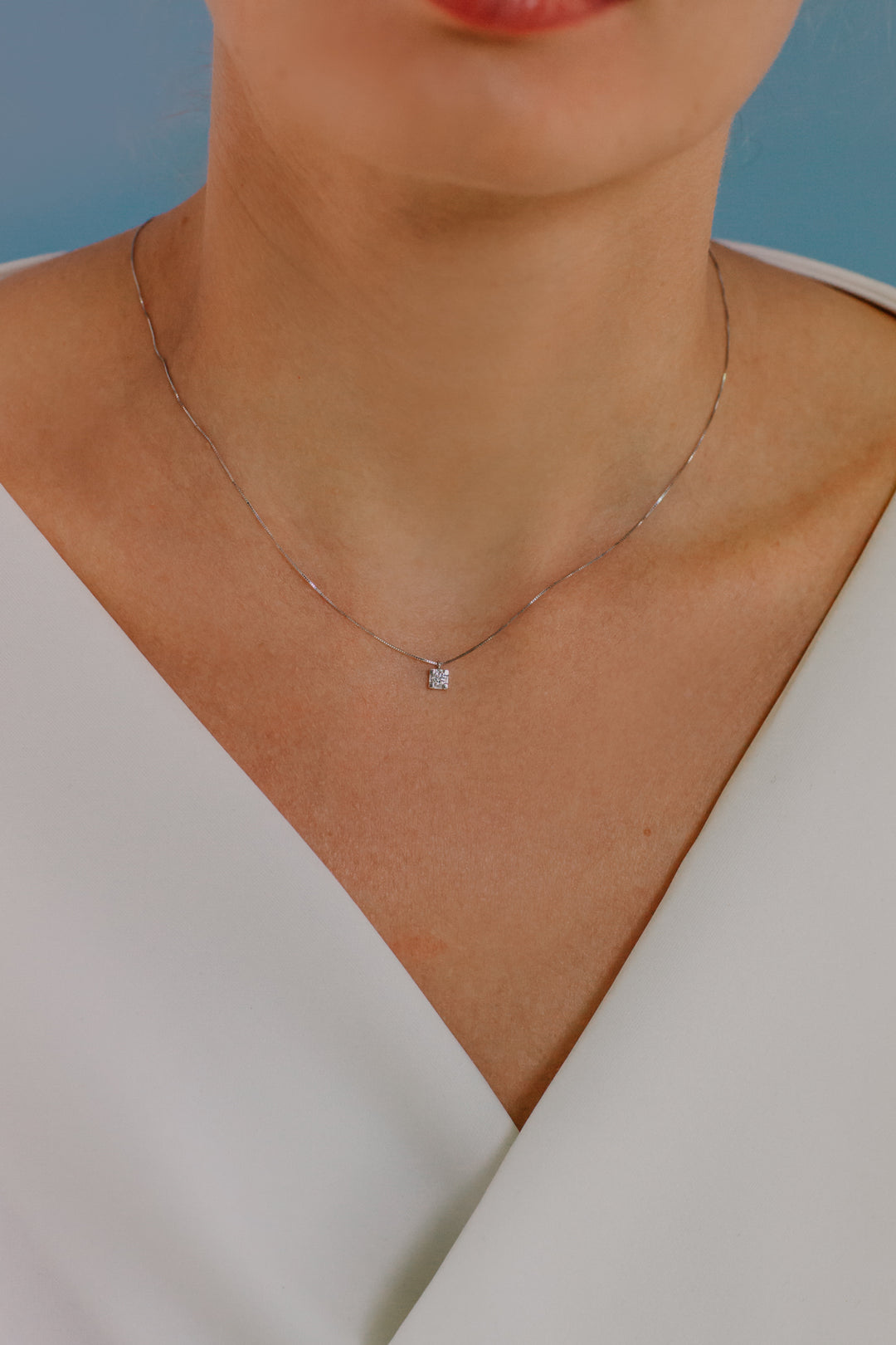 Comete Necklace Slim light point in Gold and Diamond GLB1360