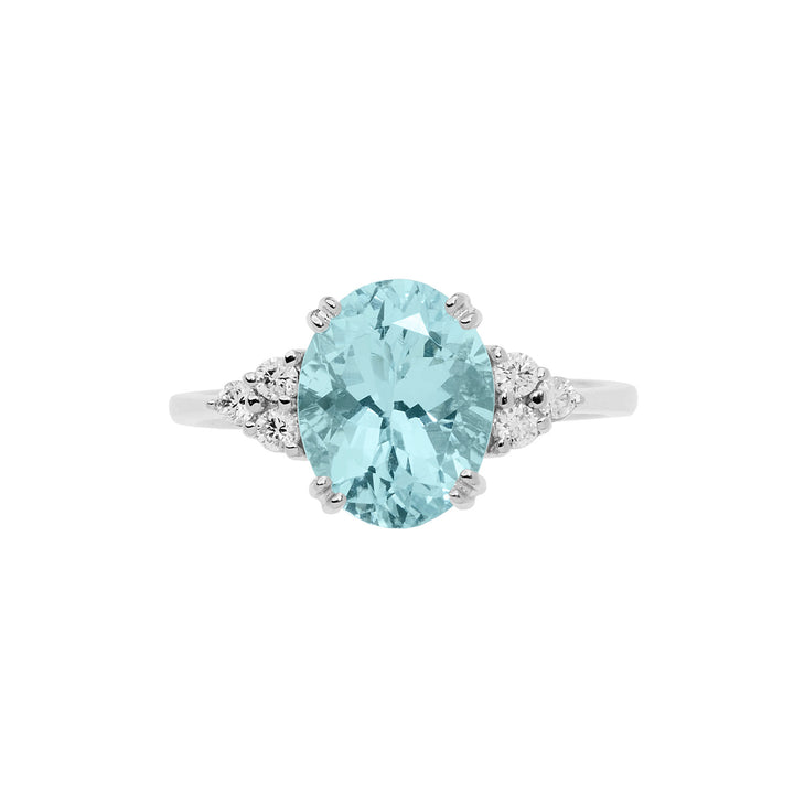 Bague Comete en or avec diamants et aigue-marine ovale ANQ336