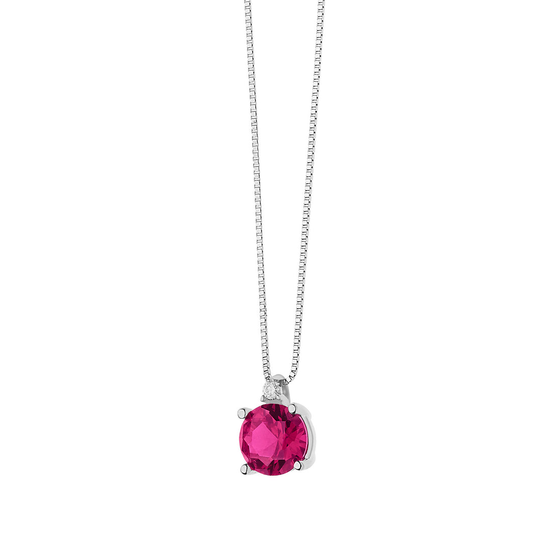 Comete Necklace in Gold, Diamond and Round Ruby GLB1389