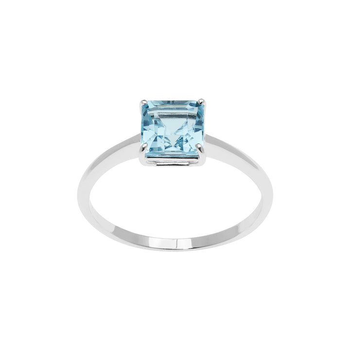 Comete Anello in Oro bianco con Topazio Azzurro Carrè ANB2680