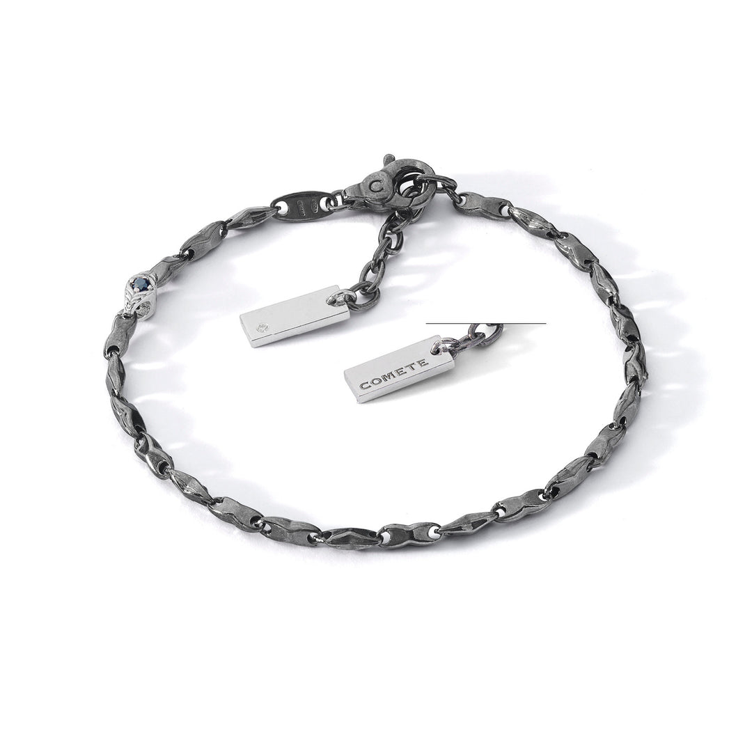 Bracelet Comete en argent bruni et poli, diamant et spinelles noires UBR1259