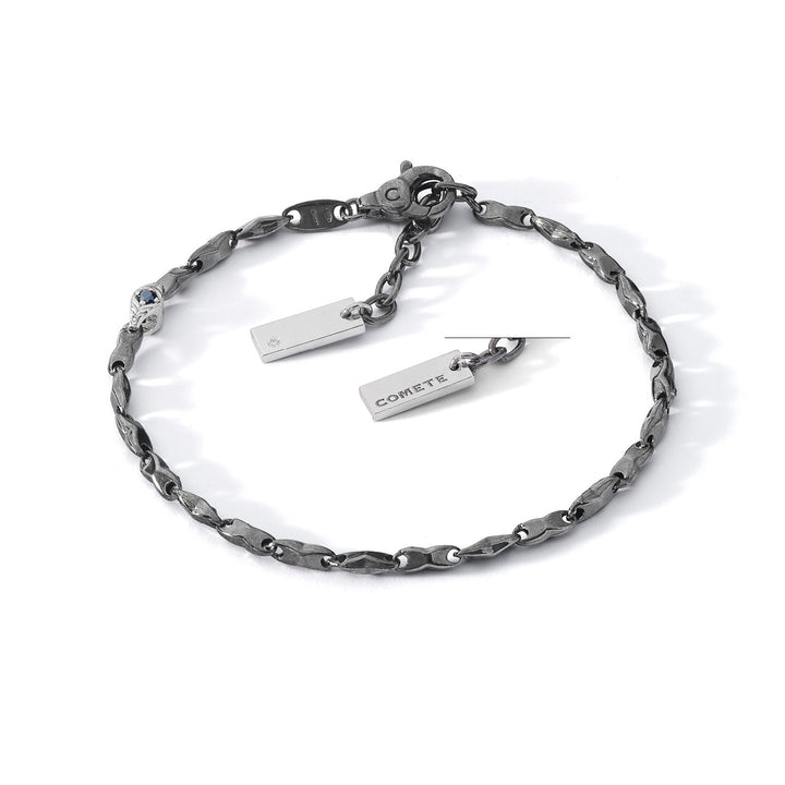 Bracelet Comete en argent bruni et poli, diamant et spinelles noires UBR1259