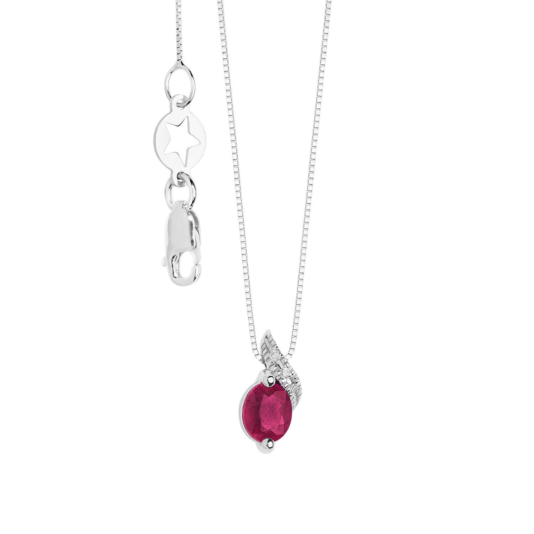 Collier Comete avec rubis et diamants en or blanc GLB1636