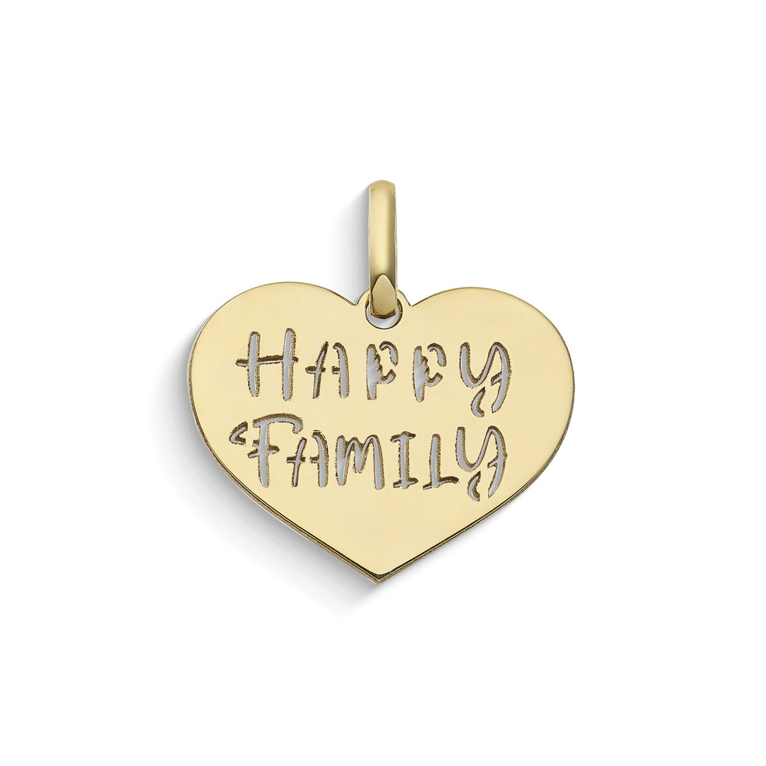 Pendentif coeur Comete Happy Family en or jaune 375‰ KCOB012